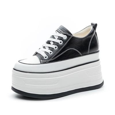 Мода 12 см Черные Трендовые Туфли Женские Высокие Кроссовки Женские Ботильоны на Платформе Basket Femme Chaussures Femmes Обувь для Увеличения Роста