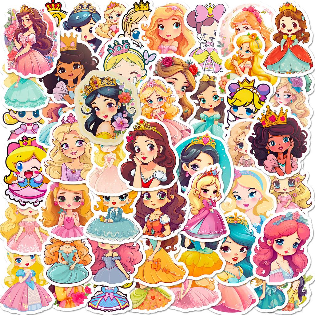 50 Cartoon Cute Princess Children's Stickers Ins Creative Waterproof Stickers Pack DIY Water Cup Computer Ipad
