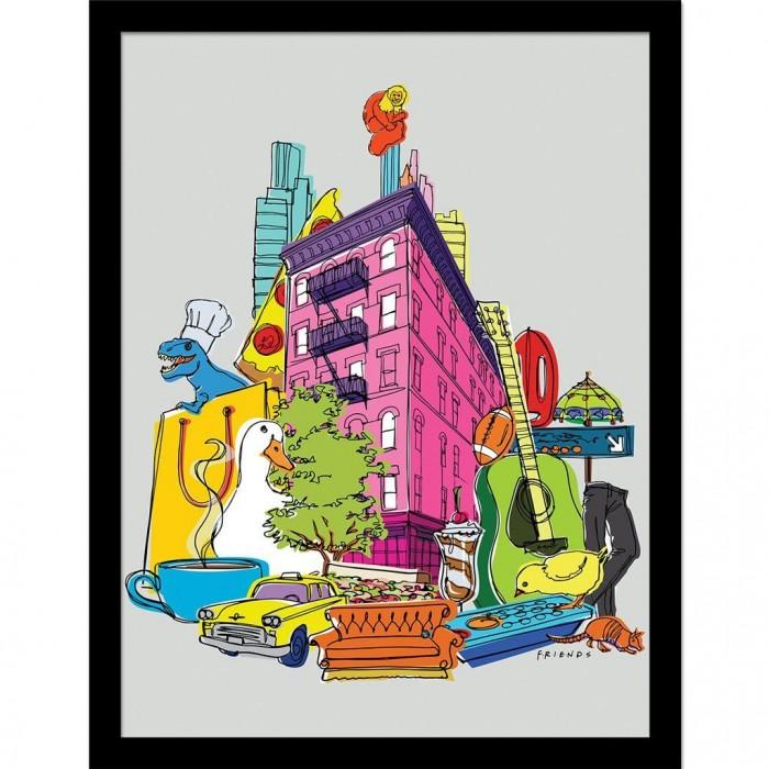 Friends 30 лет Block Colours Монтажный постер в рамке