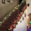 Nerosun 14.8 FT Artificial Christmas Garland, 50 Pre-Lit LED Mini String Lights Battery Operated Xmas Garland for Home Stair Railing Indoor Wedding