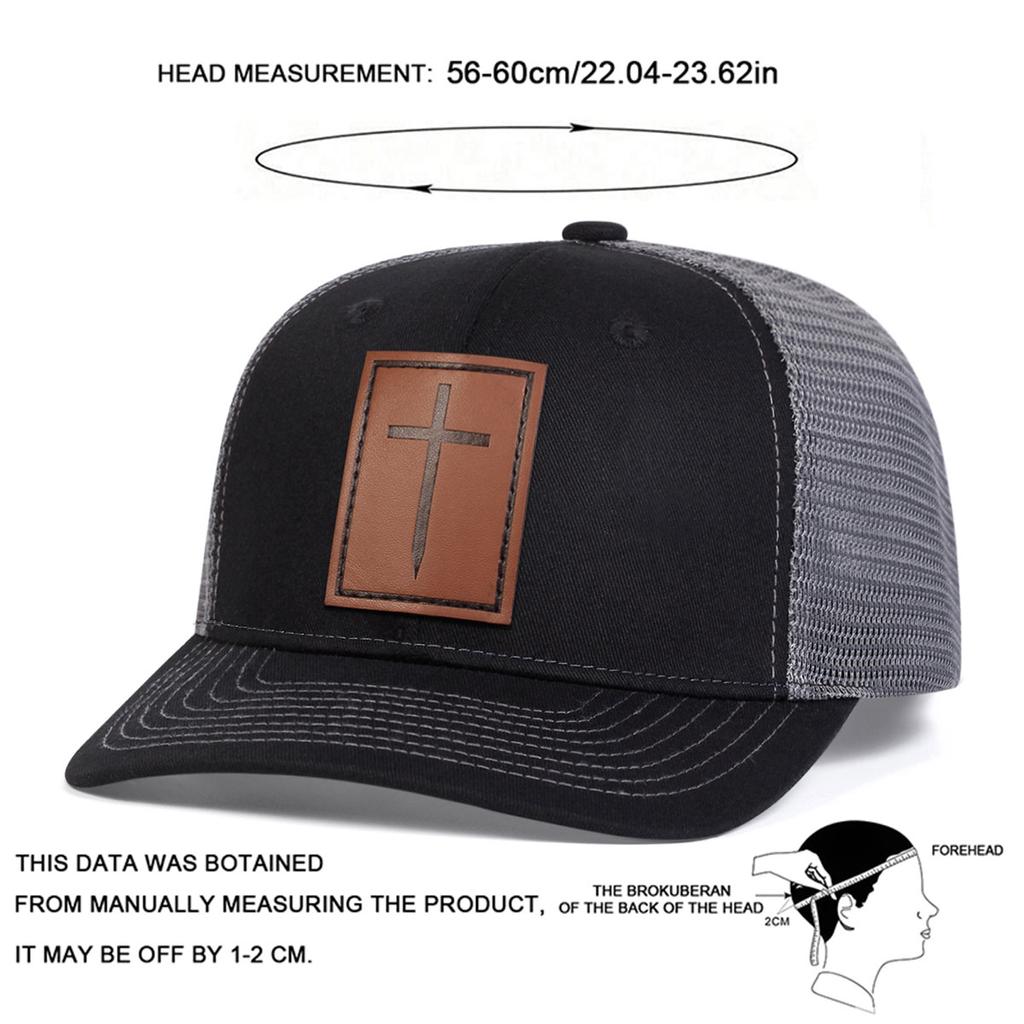 Men Sword Cross Brown Leather Patch Baseball Cap Micro Curved Hats Outdoor Sunscreen Leisure Caps Spring Autumn Travel Tourism Beach Vacation