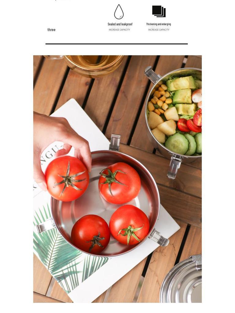 Набор корейских ланч-боксов бенто из нержавеющей стали 304 с защитой от протекания - 3 контейнера для сохранения свежести