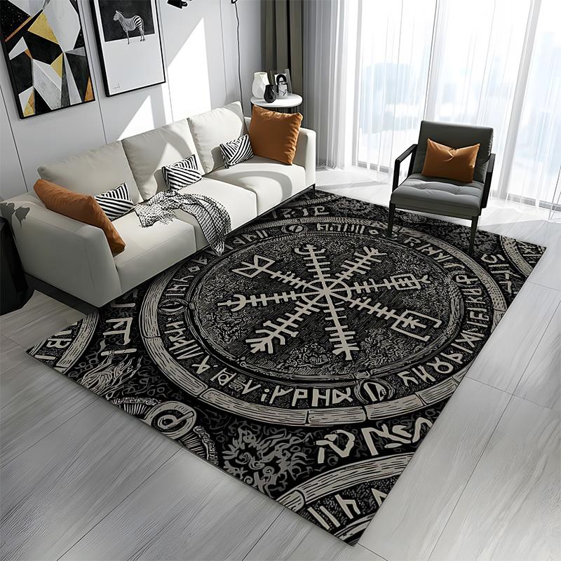Nordic Symbolic Compass Design Patterned carpet a non slip rug suitable for all seasons and any setting, gift