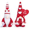 Heart Hat Gnomes Plush Dolls Valentines Day Scandinavian Tomtes Elf Figurine Toy Decoration for Bedroom or Office Desk