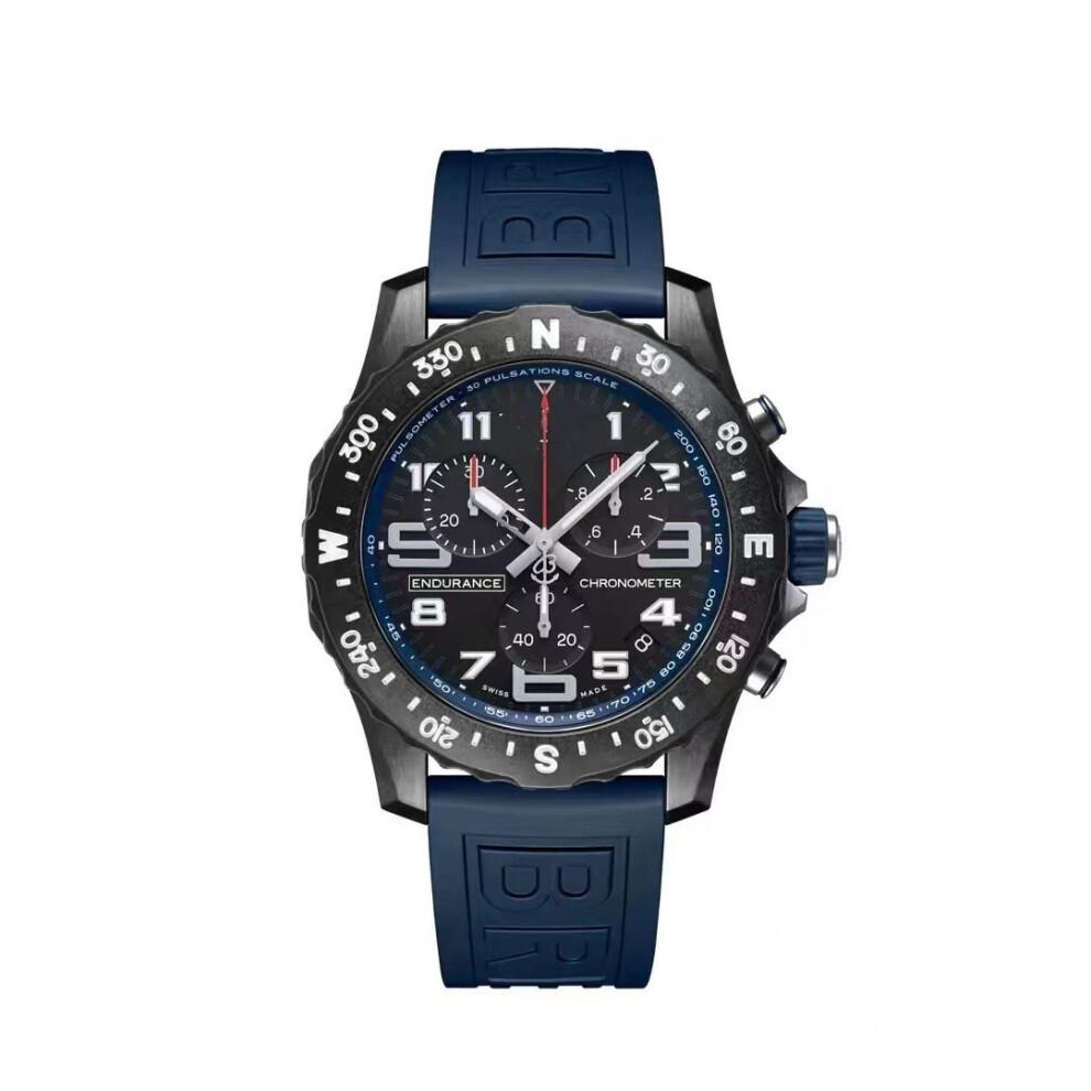 Men's Quartz Watch High-end Sports Multifunction Six Hands Professional 42mm Dial Silicone Strap Waterproof less