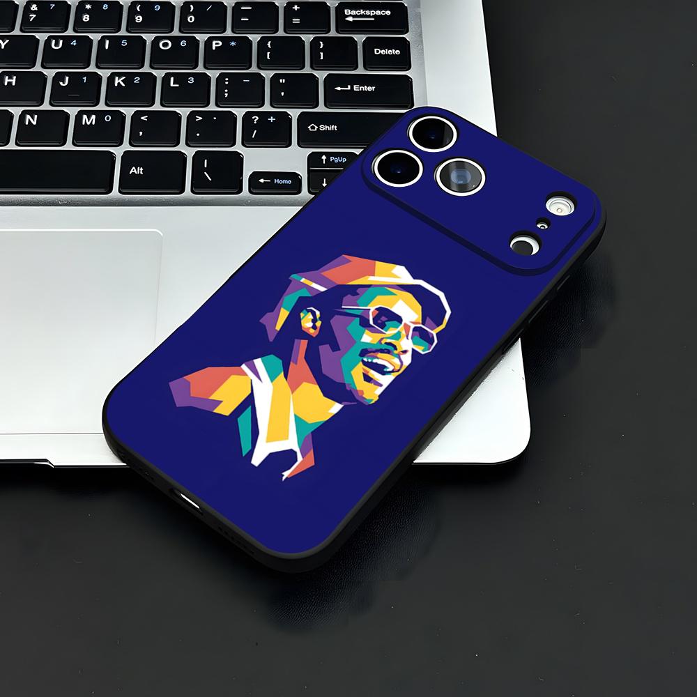 S-Stevie Wonder Phone Case For IPhone 17 Air 16 E Pro Max 15 14 13 Mini 12 Pro 11 Max Plus Black Soft Shell