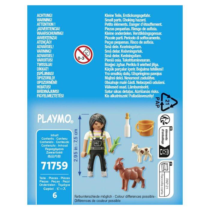 Figurine Miniature - PLAYMOBIL - PLL71759 - Fermière avec Chèvre - Jouet pour Enfants - 3 Éléments