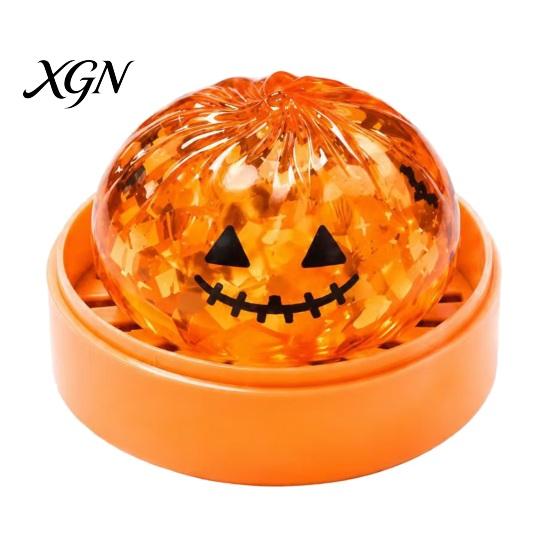 Soft Stress Balls Halloween Relief Dumpling Toy with Steamer, Glitter Ball Fidget Toys Toy, Anxiety Relieving Steamed Bun Squeeze for Holiday