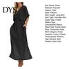 Solid Color Dress Dresses for Women Spring Summer Shirt Loose V-Neck Three-quarter Elegant Pleated Sleeves High Waisted Split Long Classic