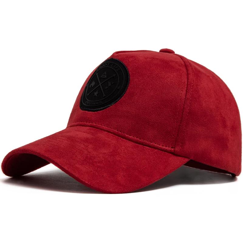 Fashion Circular Leather Label Suede Men's Baseball Cap Spring Autumn Hat For Visor Casual Women Snapback Hip Hop Caps Unisex