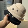 New Autumn and Winter Elegant Top Hat Women's Wool Rhinestone Fisherman Hat British Retro All Match Warm Equestrian Hat