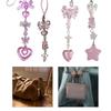 Stylish Heart Pendant Phone Lanyard Trendy Bowknot Candy Pendants Y2k Style Keychain Phone Charm Straps Ornaments