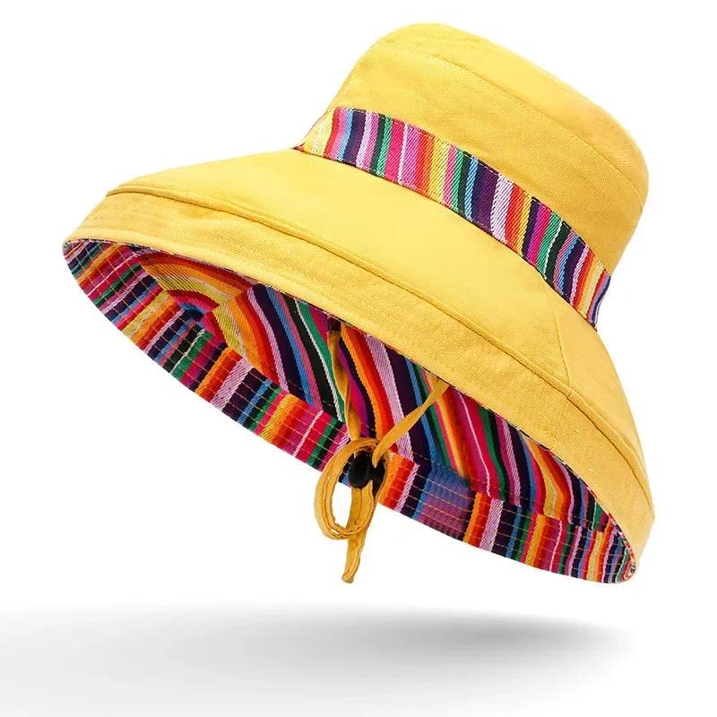 New Unisex Sun Hats Women Summer Double Side Bucket Hat Girl Pure Color Panama Fedoras Outdoor Fisherman Hat Visor Basin Cap