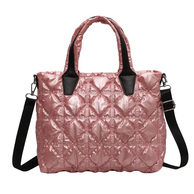Модная женская сумка через плечо, прочная повседневная сумка через плечо, нейлоновая сумка большой вместимости, стеганая, с подкладкой, дорожная сумка-шоппер