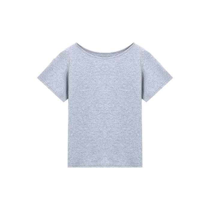 Sexy pure style white slanted shoulder off-shoulder t-shirt short sleeve new loose and thin one-word shoulder Spice Girl top