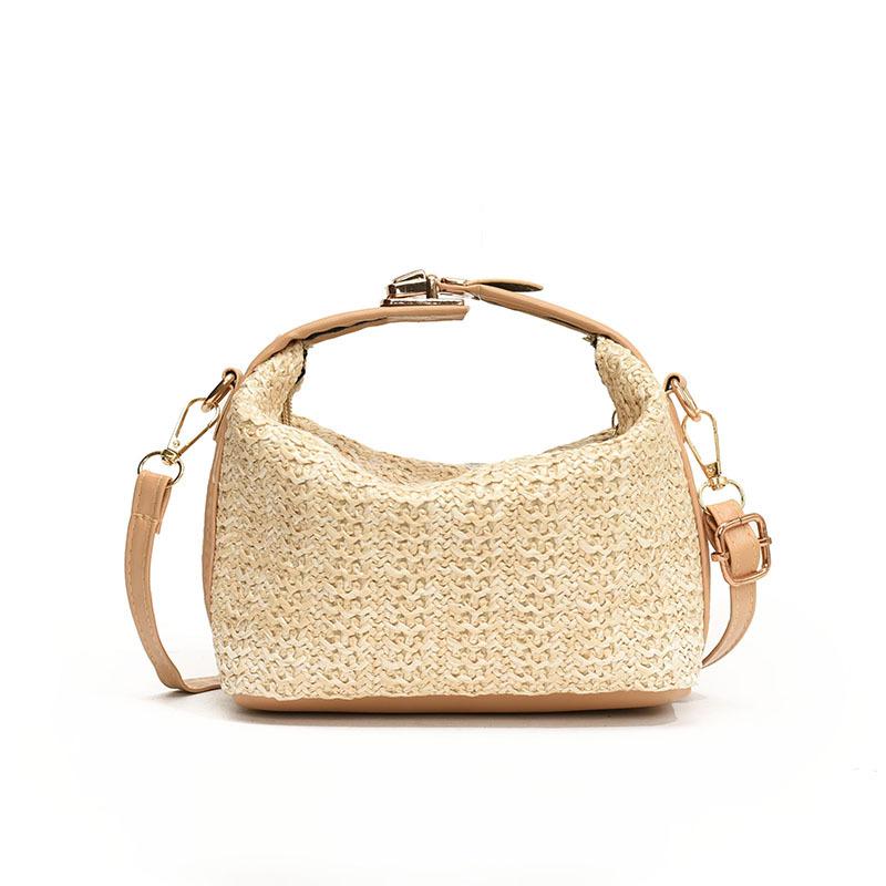 Korean Version of Casual Crossbody Bag Simple Small Fresh Spring and Summer Bag Women's New Trendy One-shoulder Straw Braided Handbag