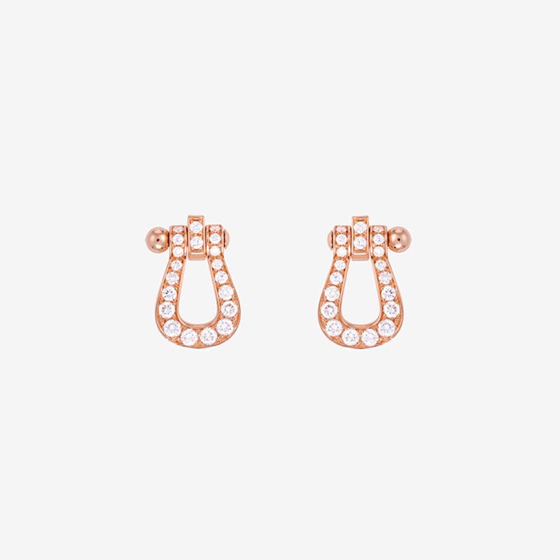 Серьги-гвоздики в виде подковы с бриллиантами, покрытые 18-каратным золотом - Блестящий, Роскошный Модный Подарок для Девушки