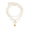 Starfish Shell Multilayer Necklace Heart Pendant Clavicle Chain Women Bohemia Style Necklace  Girls