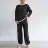 Женский костюм Зимняя домашняя одежда Повседневный двухпредметный Контрастная цветная вставка Пуловер Топ + Прямые широкие брюки