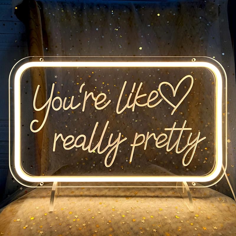 Your Like Really Pretty Neon lights for wall decoration,15.7*10.4 inch pink neon party decoration,USB Dimmable Switch LED Neon Sign for Salon
