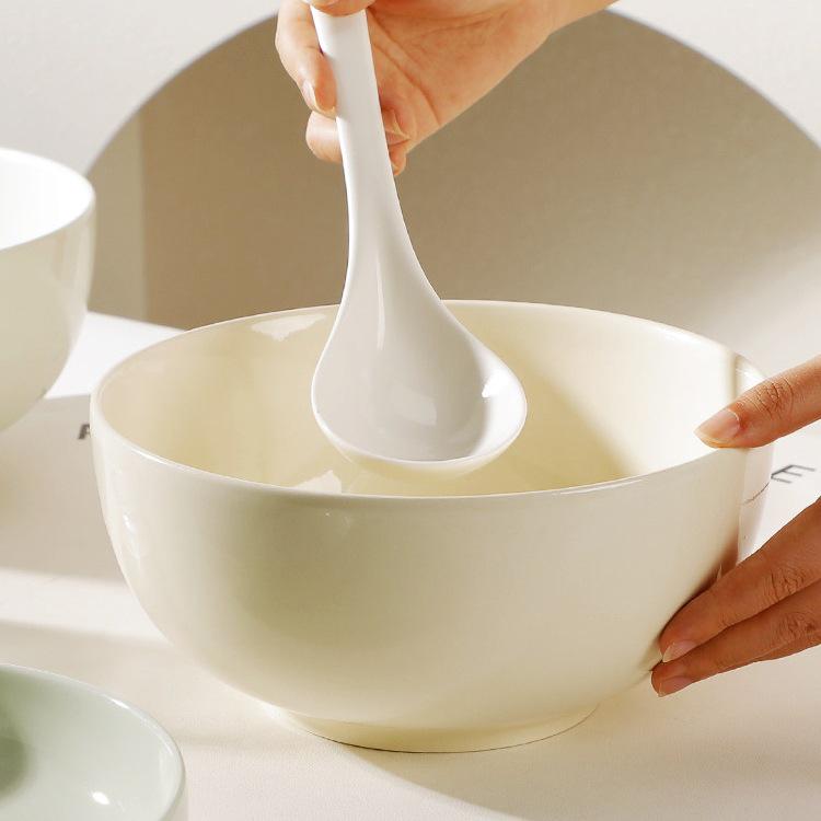 2024 Dream Big Large Capacity Cream Ceramic Soup & Salad Bowl