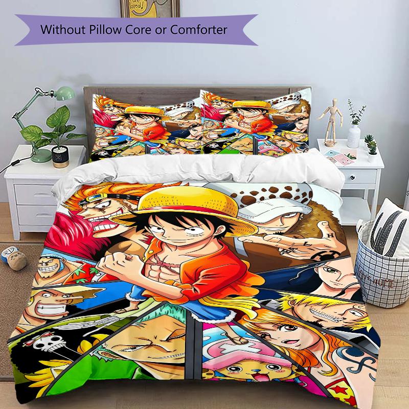 3Pcs One Piece Adventure Bedding Set Quilt Cover Pillowcase Home Christmas Xmas Halloween Gift 1 Duvet Cover 2 Pillowcase M92481