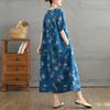 DIMANAF Women 2025 Summer Plus Size Vintage Dress Loose Casual Dress Basic Floral Printing Short Sleeve Long Dress