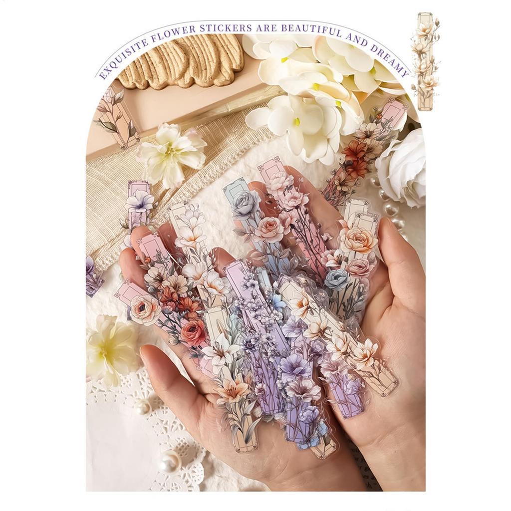 Vintage Flower Stickers 20Pcs Plants Flowers Sticker Pack Scrapbooking Collage Journal Planner Hand Account Stationer Decor