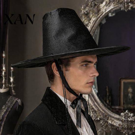 Comfortable Rehearsal Headpiece Korean Traditional Hat, Anime Cosplay Accessory, Stage Performance Flat Lightweight Headwear Top Hat with Beaded Chain