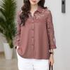 ZANZEA Women Casual Hollow Crochet Patchwork Loose 3/4 Sleeve Blouse