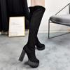 Square Chunky Block High Heels Riding Boots Women Slip On Thick Platform Rock Punk Botas Mujer Over the Knee High Boots Shoes
