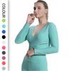 Одежда для йоги Bubble Top Cross Fitness Sexy Crop Solid Color Yoga Long Sleeve Woman