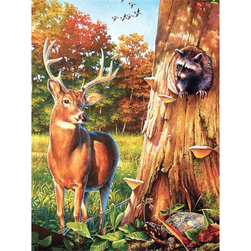 Полный комплект круглой алмазной вышивки Олень 5d Алмазная картина Мозаика Животные Ремесленные украшения дома