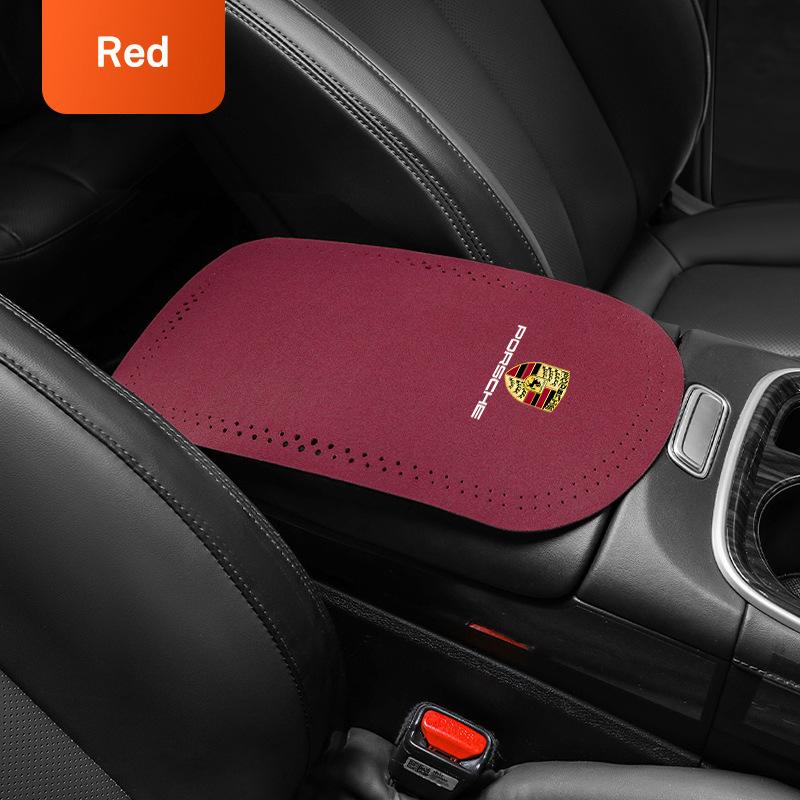 AFEBO1 Car Suede Armrest Protector Mat Cover Center Console Armrest Protective For Porsche 911 718 Taycan Panamera Cayenne Macan Cayman