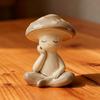Zen Meditation Mushroom Sculpture Resin Mushroom Figurine for Living Room Home Office Desk Patio Garden Decor