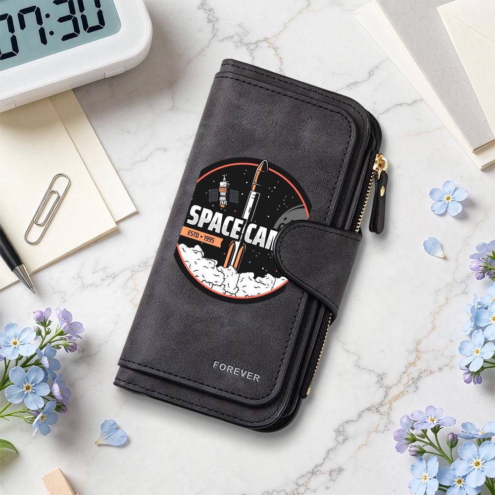 Retro Space Theme Long Purse Fashion Casual Multi Slot Card Holder Daily Portable Wallet