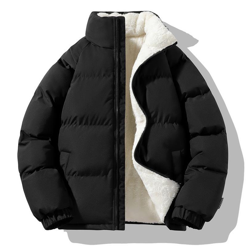 Мужское зимнее пальто из овечьей шерсти с бархатной подкладкой - High Street Fashion, свободный крой, теплая хлопковая куртка
