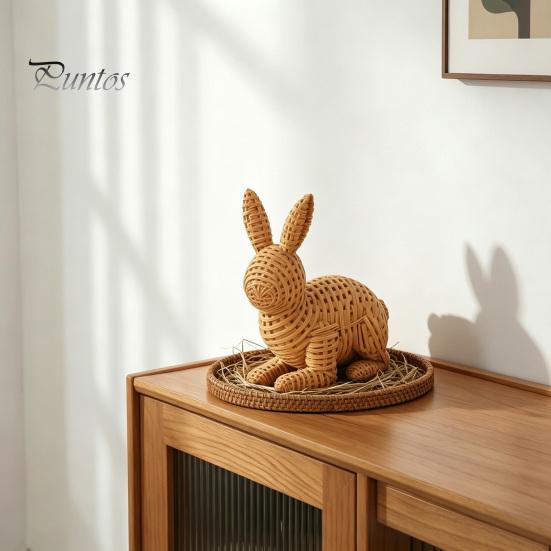 Декор для дома из 3D-печати Животное Плетеная?Статуэтка Зайчика, Статуя Кролика с Ротанговой Текстурой, Устойчивая к Погоде Декоративная Фигура для Сада, Дома, Улицы