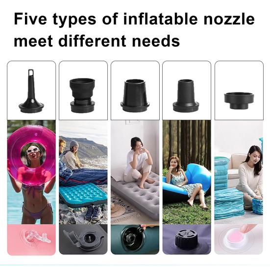 Mini Cordless Air Pump with 5 Nozzles Camping Light 2400mAh USB Inflatable Swimming Ring Float Air Mattress Bed Electric Inflator Deflator Pump