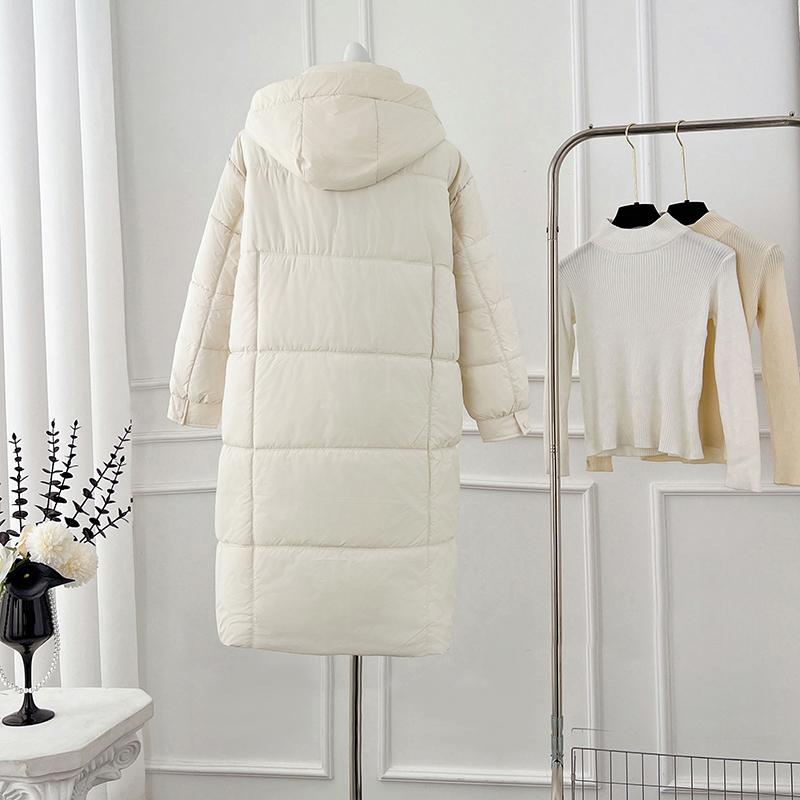 Осень-зима толстое теплое пальто средней длины для женщин, свободная однотонная куртка с капюшоном, парки, верхняя одежда на молнии, размер S-XL