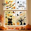 Bright Color Halloween Decals 4 Sheets Electrostatic Glass Stickers, Cartoon Pumpkins Castle Bats Window Friendly Art PVC Waterproof Static Clings for