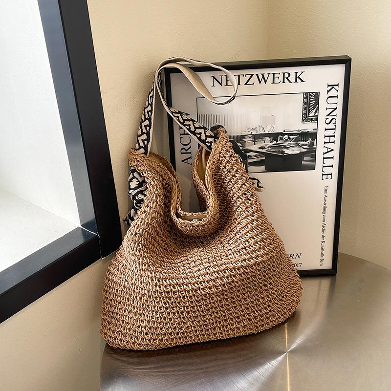 Large Capacity Woven Bag Women's Versatile New Casual Shoulder Straw Bag Seaside Vacation Beach Bag