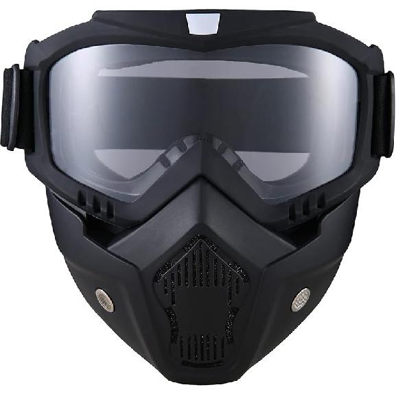 Paintball Mask Anti Fog,Motorcycle Helmet Riding Goggles Glasses with Removable Face Mask,Adjustable Motocross Eyewear