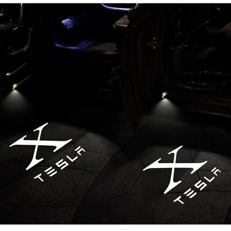 bjzqr4 2PCS Car Door HD LED Lamp Projector Courtesy Welcome Light For Tesla Model 3 S X highland Model Y 2025