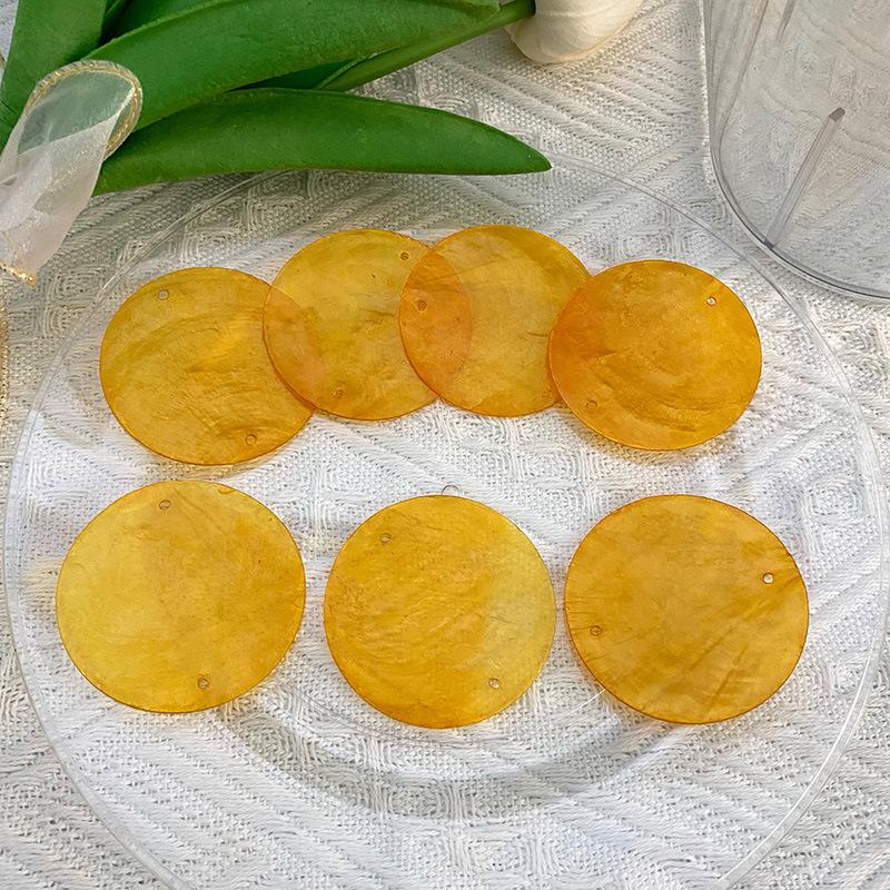 100PCS DIY Lighting Fixture Wind Chime Accessories Semi Transparent Soft Shell Circular Double Hole Mirror Raw Materials 50mm