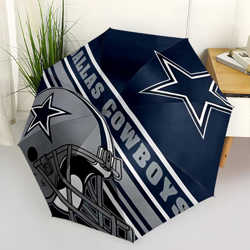 Автоматический зонт с принтом Dallas Cowboys, 8 спиц, железный каркас, пластиковая ручка, подходит для путешествий на свежем воздухе и на каждый день, идеальный подарок