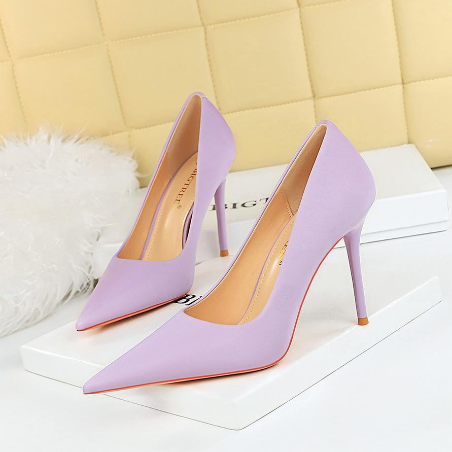 BIGTREE Корейская версия модной простой педикюрной модели для похудения, очень высокий каблук, тонкий каблук, женская обувь на высоком каблуке с острым носком и неглубоким ртом, одинарные туфли