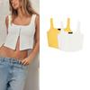 Spring and Summer New Women's Clothing Hidden Snap Button Simple Wide Shoulder Strap Knitting Vest Short Top 5536040