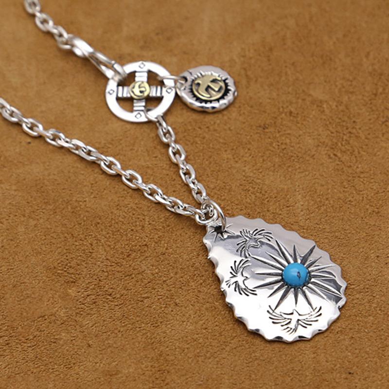 Ювелирные изделия из стерлингового серебра 925 пробы, модные подвески Takahashi Goro с простой бирюзовой биркой ручной работы, тайские серебряные мужские и женские подвески