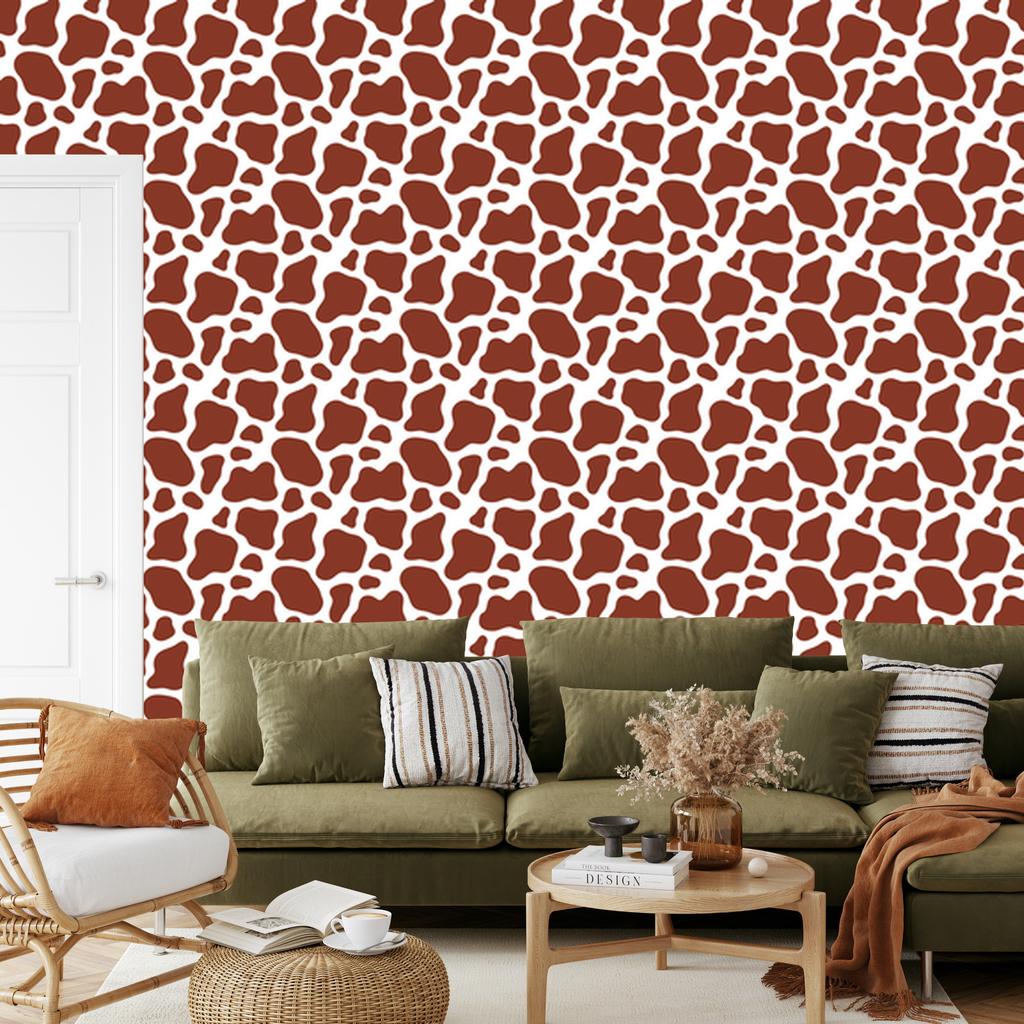 Cow Patches Red Wallpaper, Red Background for Living Room and Bedroom 50x1000